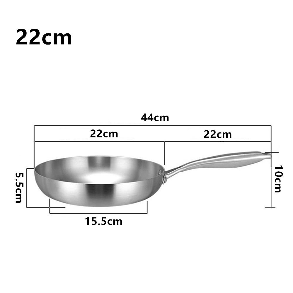 LMETJMA 304 Stainless Steel Frying Pan Oven Safe Chef's Pan Induction Skillet NonStick Egg Steak Cooking Pan Kitchen Cookware