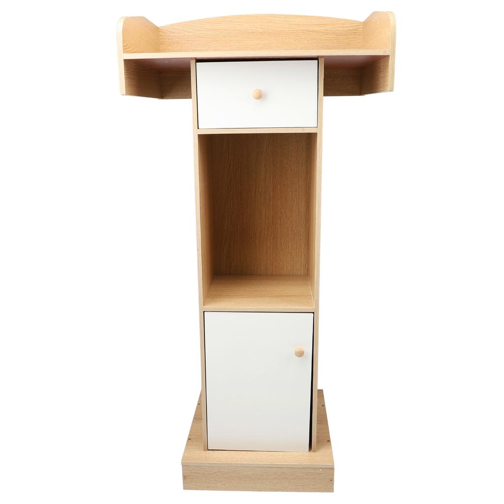 Pulpit Podium Stand MDF Modern Floor Standing Reception Desk Classroom Lectern with Storage Shelf