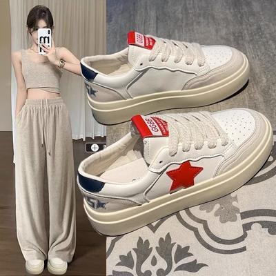 Белые туфли на платформе Star для детей, весна 2025 года, новые универсальные туфли для спорта и отдыха в иностранном стиле