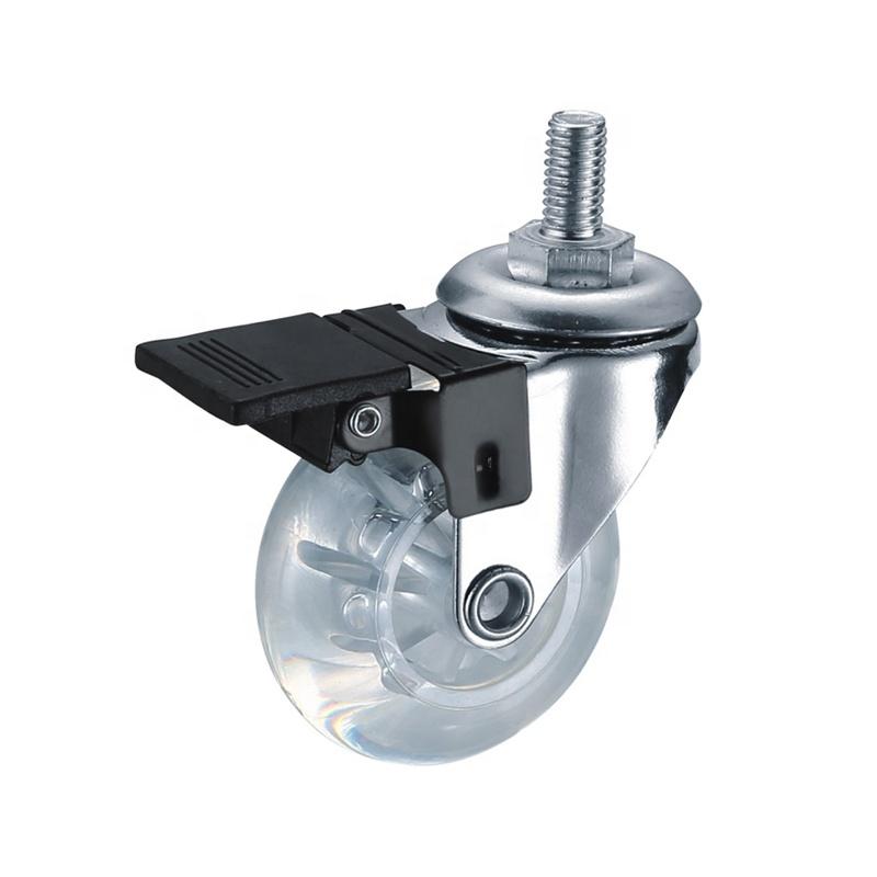 Modern 2 Inch Transparent PVC Steel Caster Wheel Screw Type for Living Room Dining and Hotel Applications