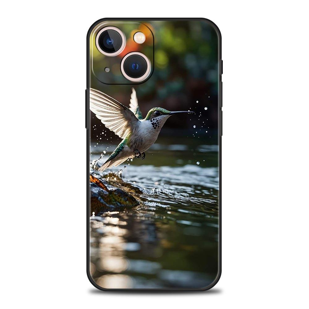 Чехол для телефона с колибри для iPhone 16e 15 14 13 12 11 Pro Max XS X XR SE 7 8 Plus Чехол iPhone 16 Мягкий ТПУ Чехол