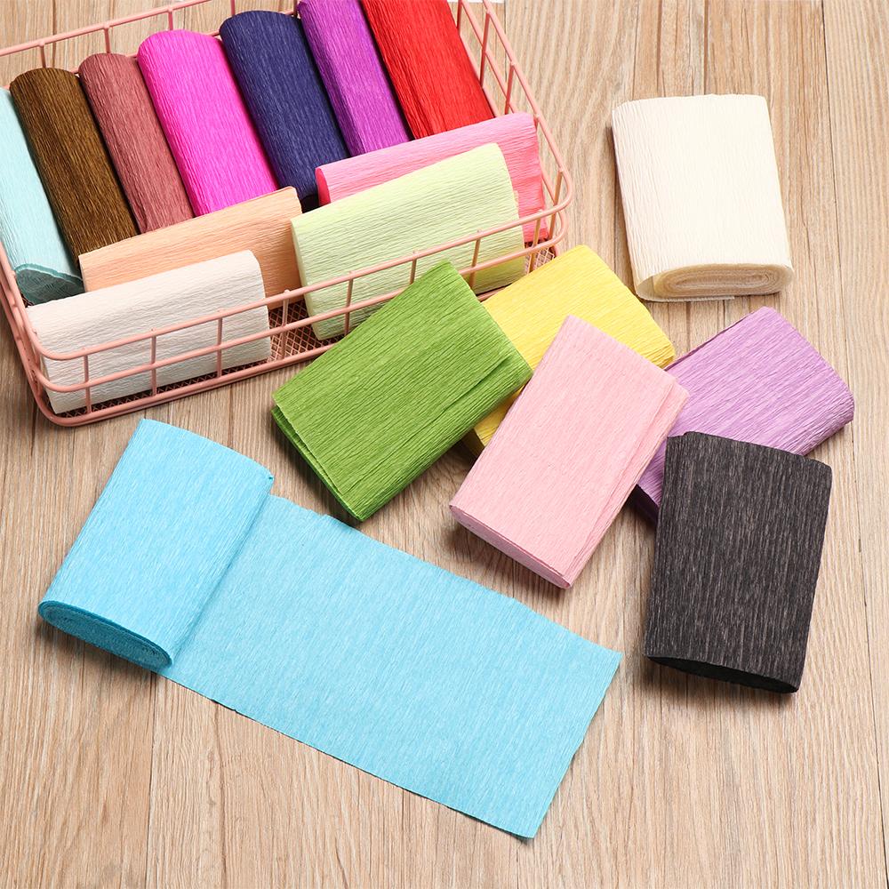250*10cm Fashion Flower Making Packing Gifts Crinkled Roll Origami Crepe Paper Wrapping Supplies