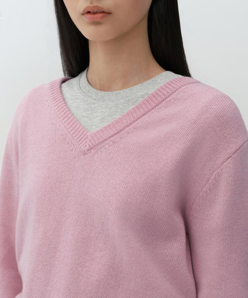 MUSINSA STANDARD WOMAN [Victoria Wool] Women'S V-Neck Knit [Pink]