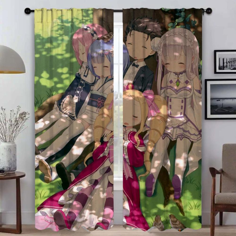 Шторы для спальни Re-zero Shades Оконные шторы для комнаты 2 Панельные перегородки Домашний интерьер Шторы Украшения на Хэллоуин Гостиная