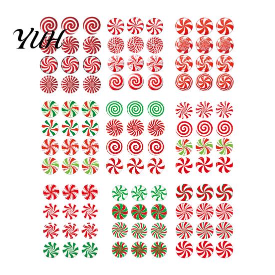 Weather Resistant Christmas Lawn Art 12Pcs Candy Yard Stakes, Hollow Board Garden Decor with Metal Spikes, Easy Install Signs Red White Green Outdoor