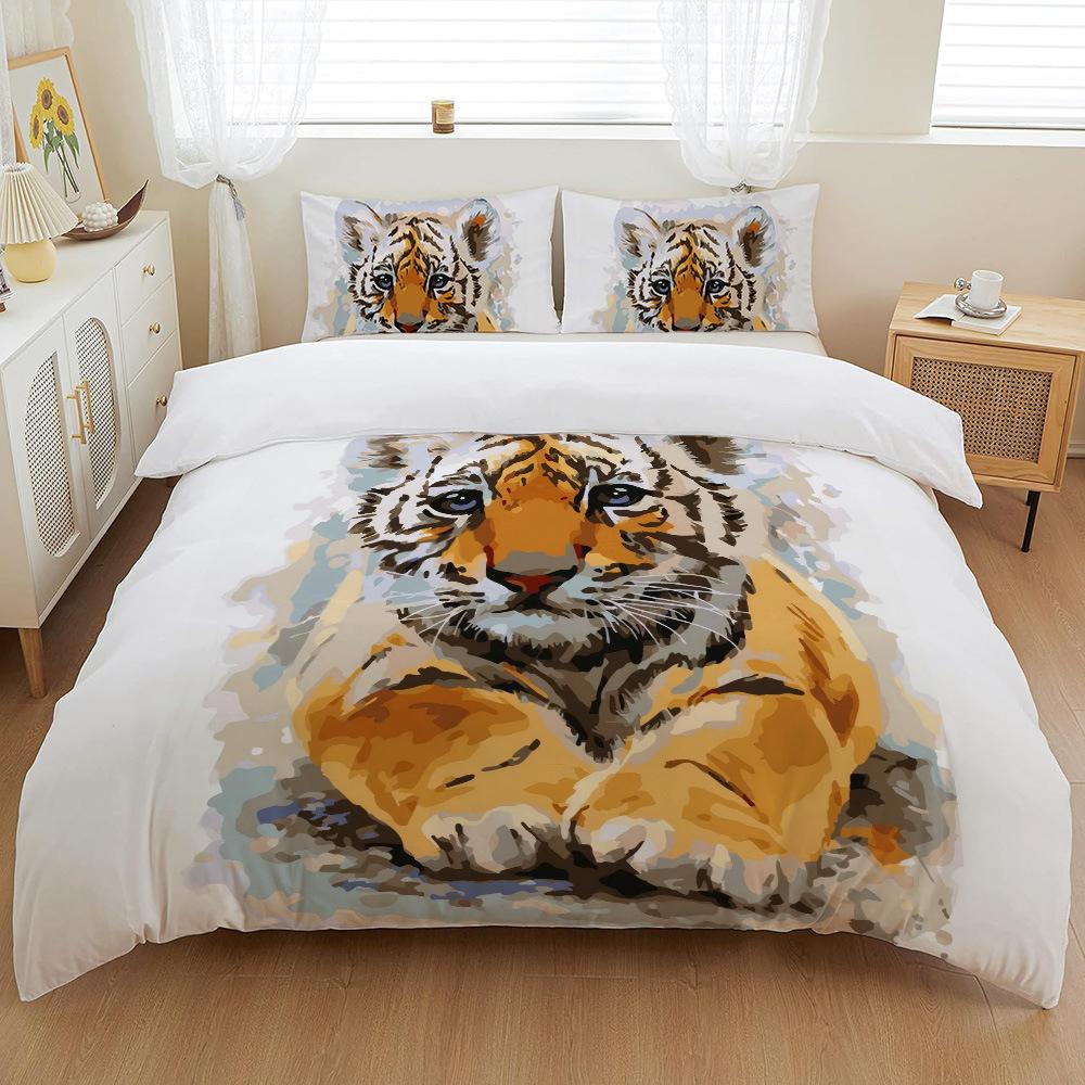 Трехпредметный комплект постельного белья с 3D цифровой печатью 'Тигр'