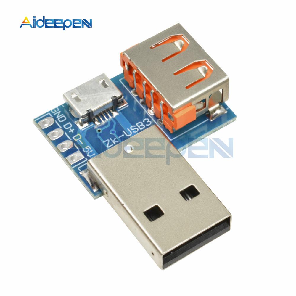 USB Converter Standard USB Male to Female to Micro USB to Type-C 4P 4Pins Terminal Adapter Board PCB 2.54mm 2.54 mm