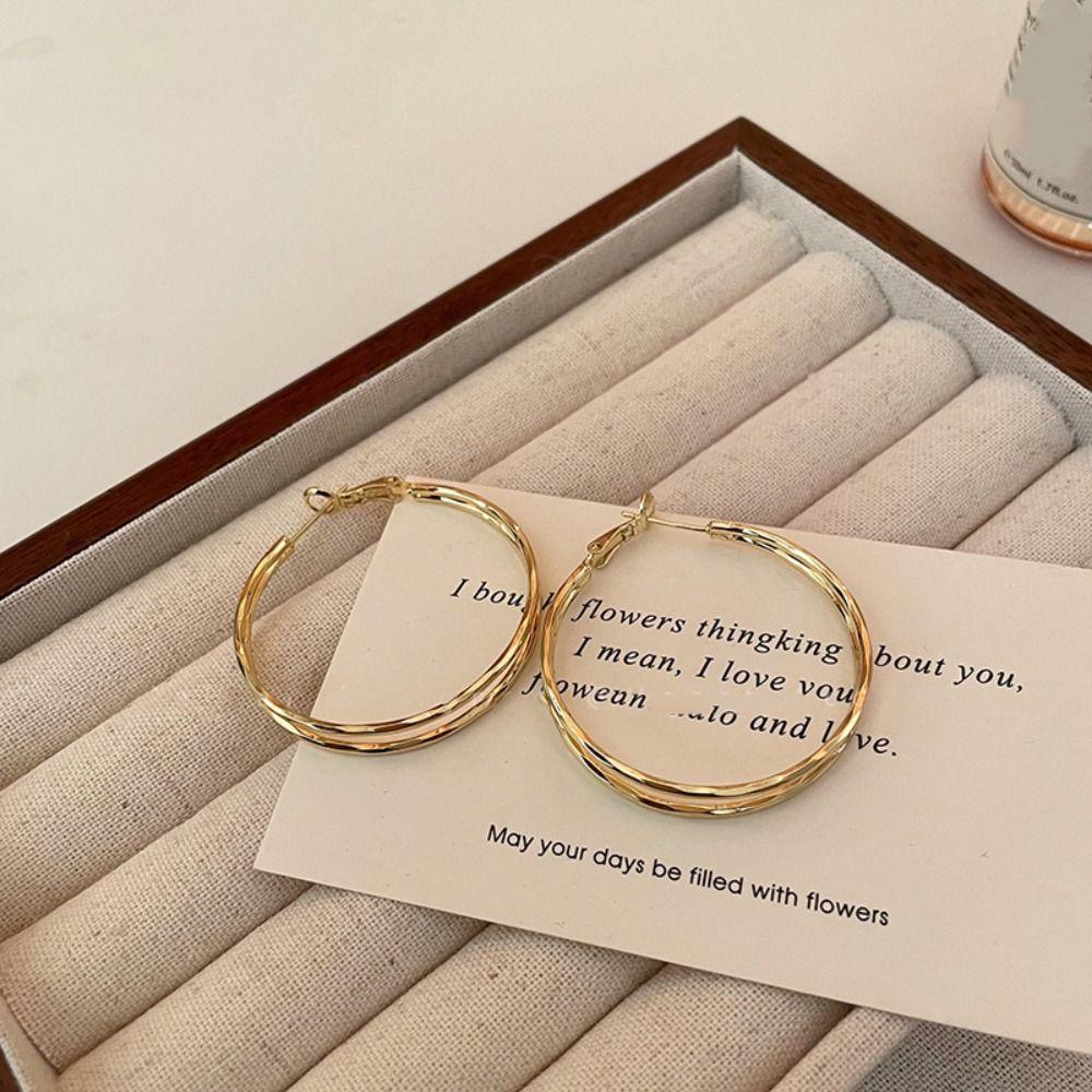 Двухслойные круглые серьги-кольца, украшение для ушей, аксессуары для ушей, круглые серьги для женщин и дам