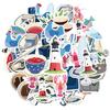 35pcs-50pcs Vintage Cocktail Stickers Playful Cruise Stationery Stickers  Stickers For Notebook Luggage Mobile Phone