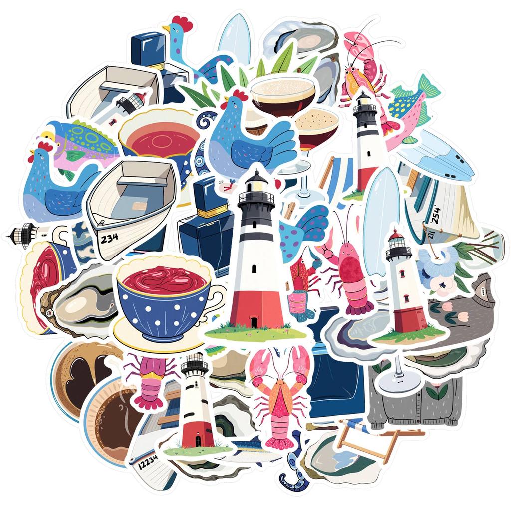 35pcs-50pcs Vintage Cocktail Stickers Playful Cruise Stationery Stickers Stickers For Notebook Luggage Mobile Phone