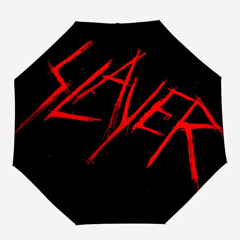 1 шт. Автоматический зонт Slayer HeavyMetal, 8 спиц, портативный, складной, с черным железным каркасом, для улицы, пляжа, путешествий, пляжный зонт 0905173
