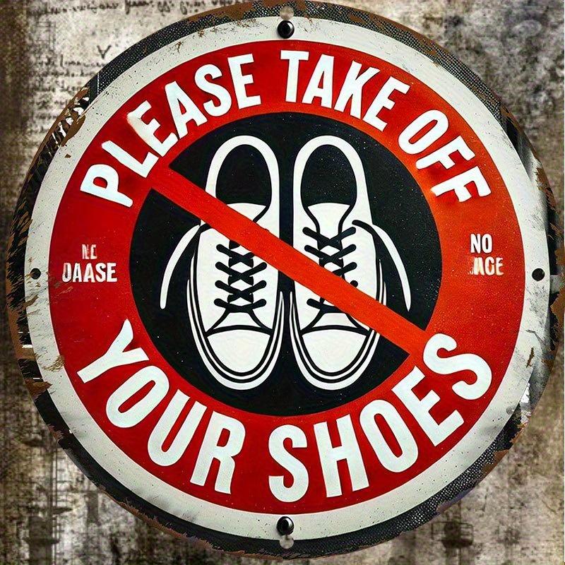 Metal Sign Please Take Off Your Shoes Vintage Round Wall Decor cm Entryway Rustic