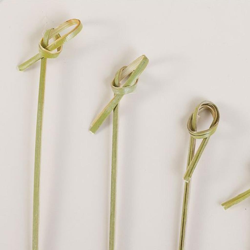 100 PCS Bamboo Knot Skewers Eco-Friendly Food Garnish Skewer Sticks for Cocktail Party Catering Desserts
