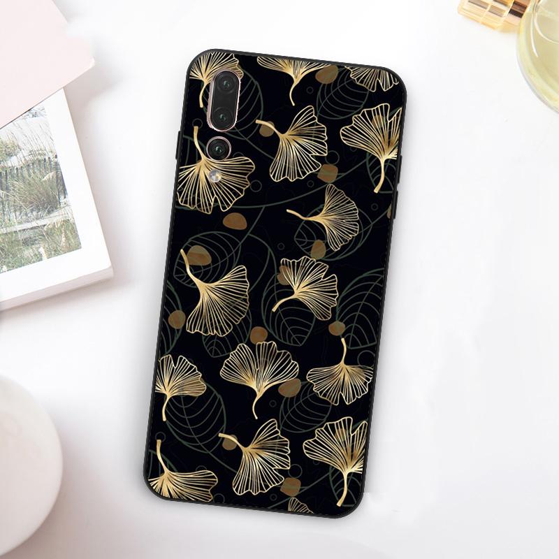 Лист гинкго Золотая фольга Арт Для Huawei Nova Y60 Y70 Y90 Y72 Y73 Y61 Y91 7i 8i 11i 12i 12s 9 10 SE P20 P30 P40 Lite Чехол