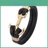 Men Bracelet Fashion Multilayer Leather Jewelry Stainless Steel Anchor Charm Bangles Handmade Wristband Gifts