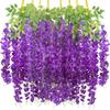 12Pcs Artificial Wisteria 3 Forks Realistic Home Wedding Garden Indoor Outdoor Wall Hanging Colorful Faux Flower Vines Garland Decoration