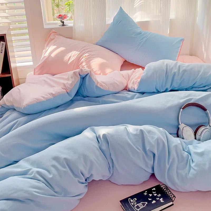 Постельное белье Хлопковый комплект постельного белья с простыней пододеяльником наволочкой Односпальный Двуспальный Простыня Король Королева Двуспальный Полуторный Размер