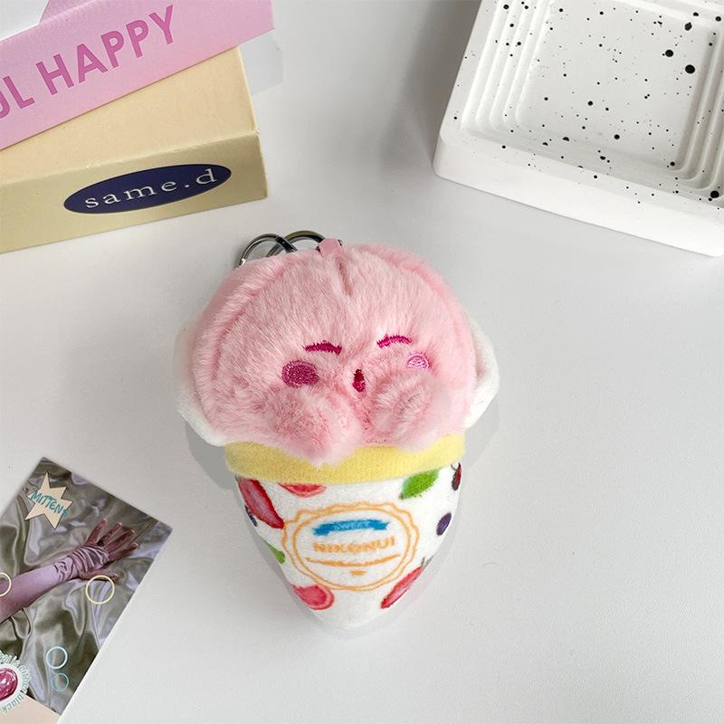 Новый мультяшный брелок для ключей в виде конуса и звезды, креативный плюшевый милый кулон в виде мороженого, парный стиль, подвесное украшение