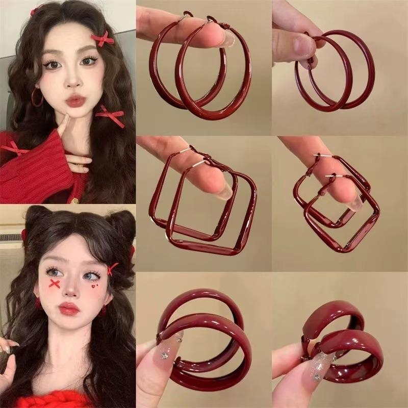 Серебряная Игла Анкара Красная Любовь Гвоздики Модные Характер Новые Серьги Легкая Роскошь Премиум Осень и Зима