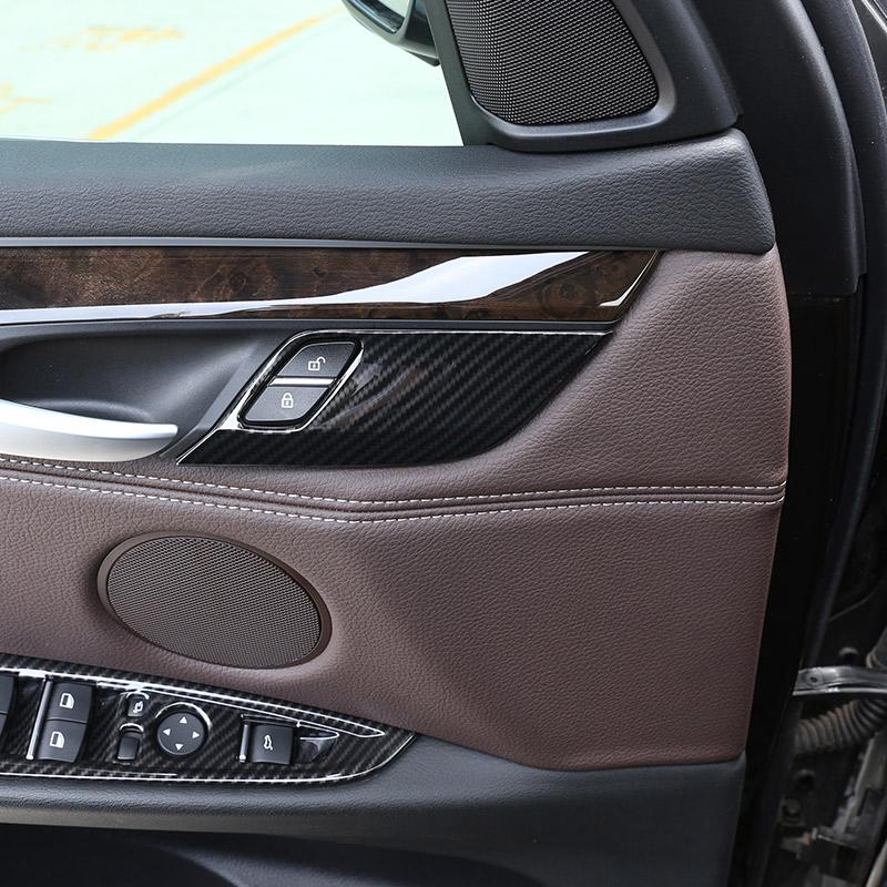 Для BMW X5 F15 X6 F16 14-18 ABS серебро/углеродное волокно текстура автомобиля безопасность дверной замок ручка чаша крышка отделка наклейки автомобиля