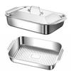 With Lid Grilled Fish Platter Non Stick Outdoor BBQ Grill Pan Durable Food Serving Pan  Oven Safe