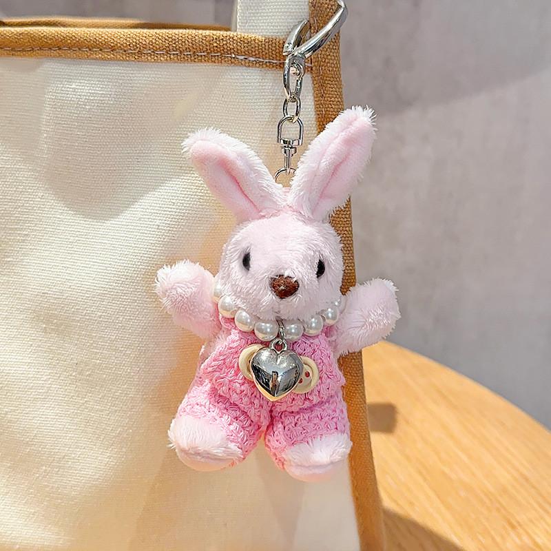 Bunny Unique Plush Keychain With Dazzling Pearl Chain Available In Soft Options Color