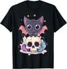 Kawaii Pastel Goth Cute Creepy Cat Bat Skeleton T-Shirt Print Original Design Gifts T Shirts Mens Clothing Camisas Streetwear