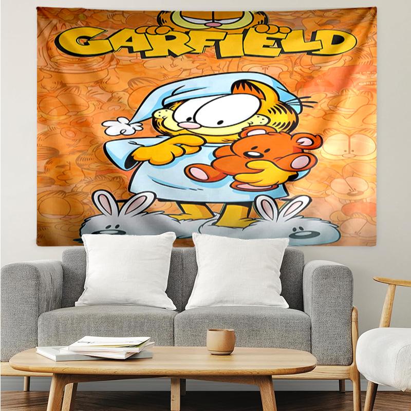 Cute Garfield Tapestry for Bedroom Aesthetic Classroom Tapestries Wall Hanging for Living Room Dorm Office,Ideal Creative Gift