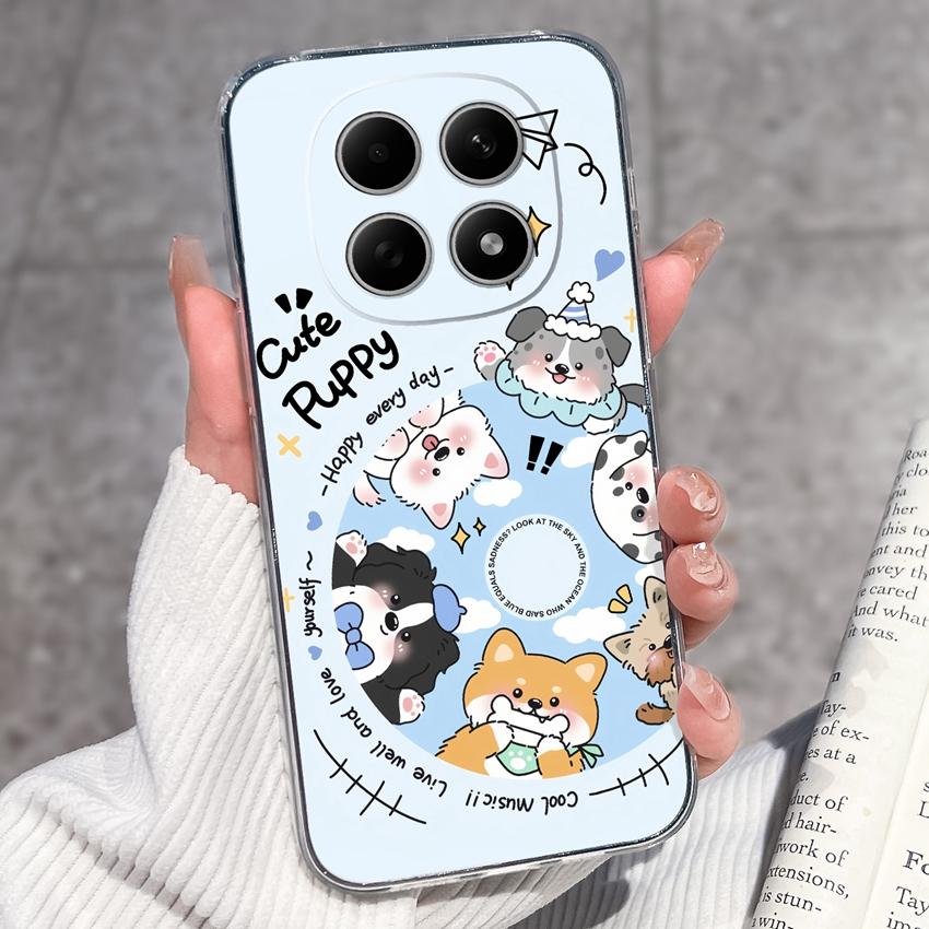 For Redmi Note 15 14 13 Pro Plus 5 5A 4 4X Phone Case Chinese Style Red-Crowned Crane Patterns Transparent TPU Shockproof Casing For Redmi Soft Covers