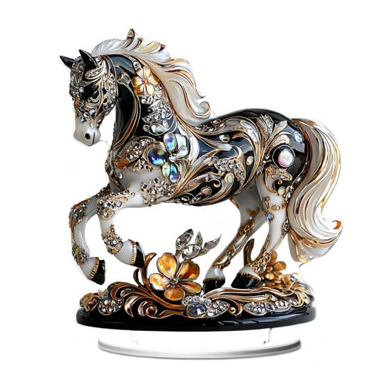 Acrylic Horse Ornament 2D Flat Horse Tabletop Decoration Collectible Colorful Horse Centerpiece for Year of The Horse New Year Living Room Decor