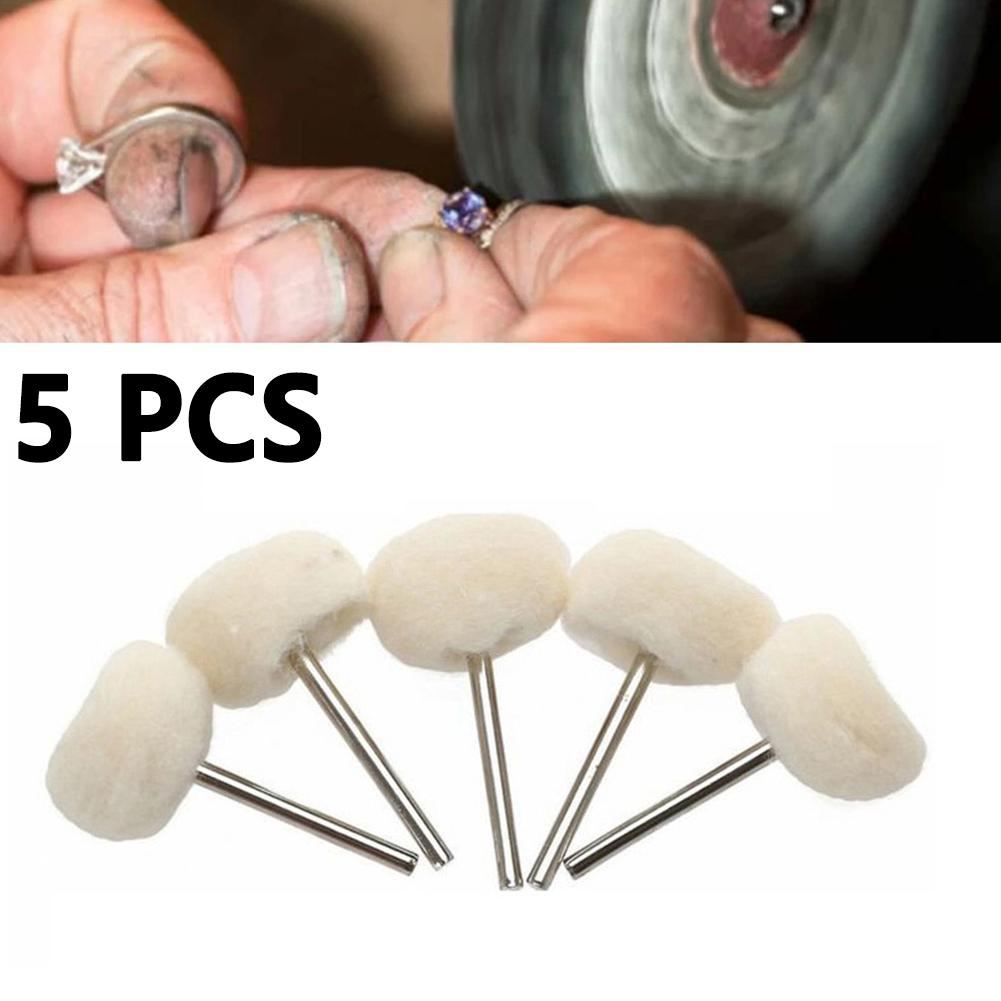 5pcs 2.35mm Wool Polishing Brush Set for Grinding and Buffing Metal and Stone Materials with Woolen Grinding Heads