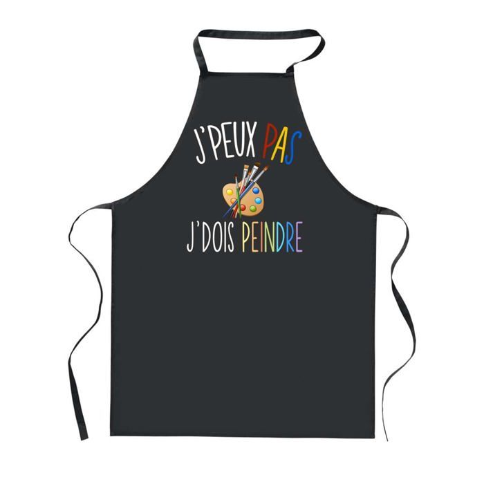 Tablier de cuisine - PLANETEE - J'peux Pas Peinture - Noir - 90x60 cm - Polyester
