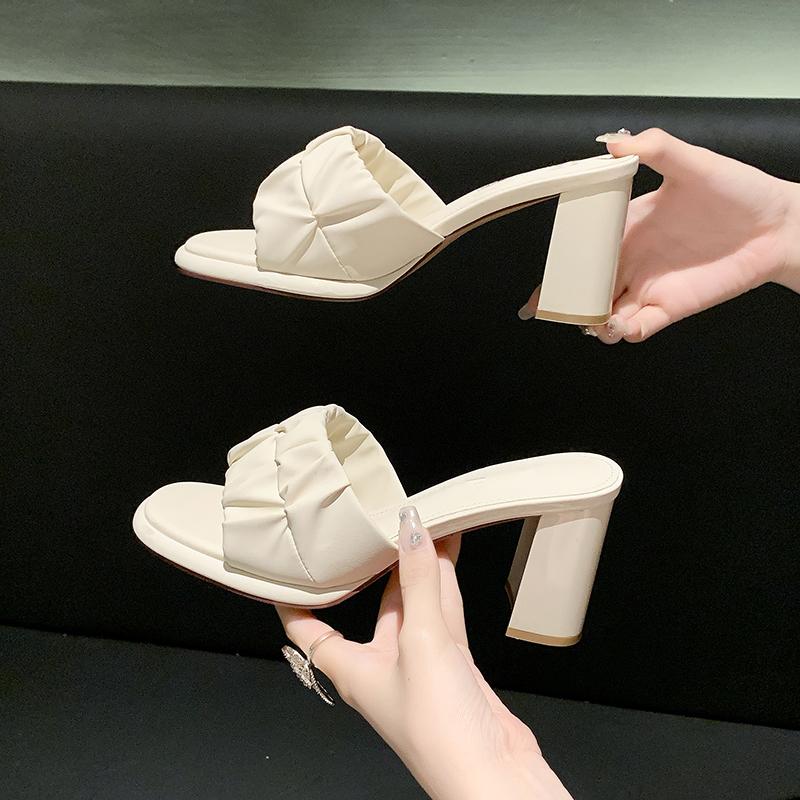 Fashion New Style Luxury Women's Fashion High-heeled Casual Women Fish Mouth Shoes Ladies Shoes Square Toe Women's Slipper Zapatos Mujer