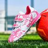 Fashion Pink Children's Cheap Football Shoes Hook and Loop Boys Girls Training Soccer Cleats Kids Soccer Shoes Futsal Sneakers