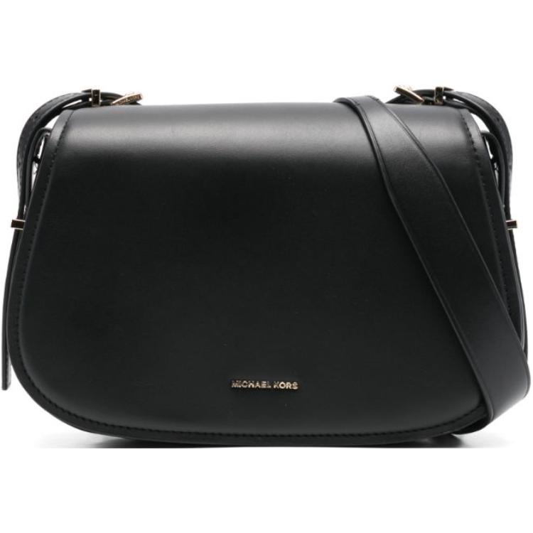 Michael Kors Flip Cover With Magnetic Buckle Adjustable Shoulder Strap Calfskin Medium Shoulder Bag Women shoulder bag Black 30R5GL0M2L-BLACK