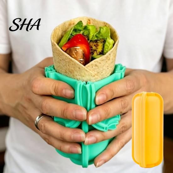 Picnic Food Carrier Food-grade Silicone Taco Holder, Flip-top Buckle Design Burrito Storage Nonstick Holder Box, Leak-proof Handling Box for