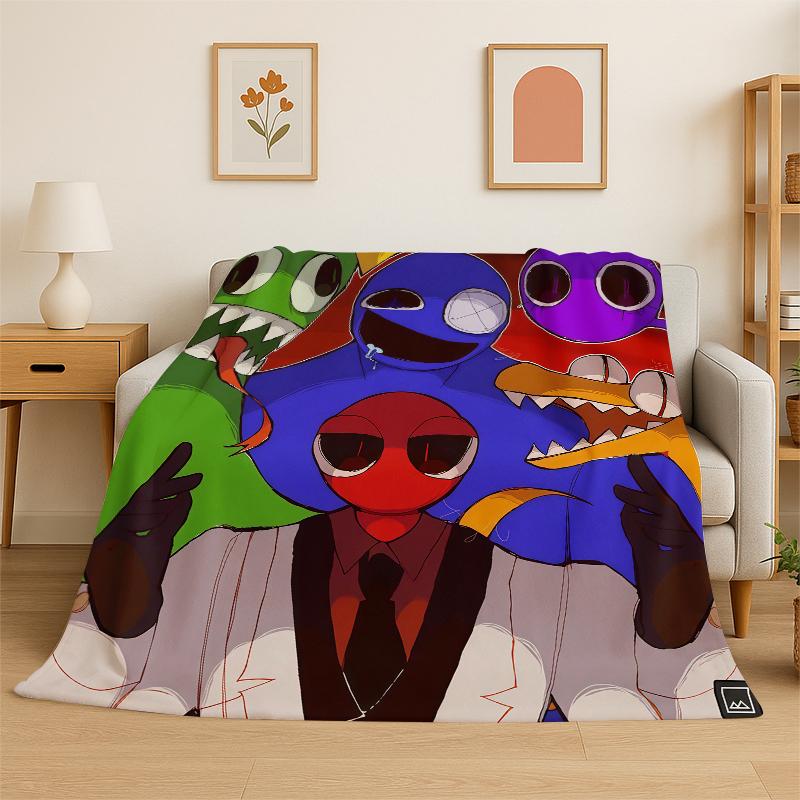 3D Мультяшное одеяло из фланели R-Rainbows Friends, мягкое теплое плед для спальни, гостиной, кровати, путешествий, кемпинга, пикника
