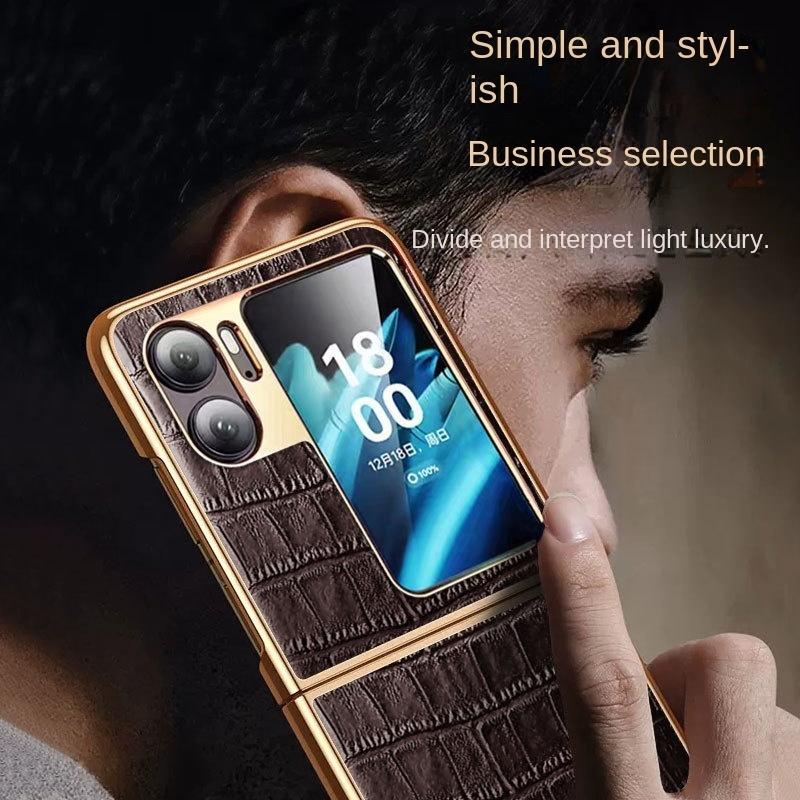 Роскошный кожаный чехол для телефона для Oppo Find N2 N3, флип-чехол с жестким бампером, противоударный защитный чехол