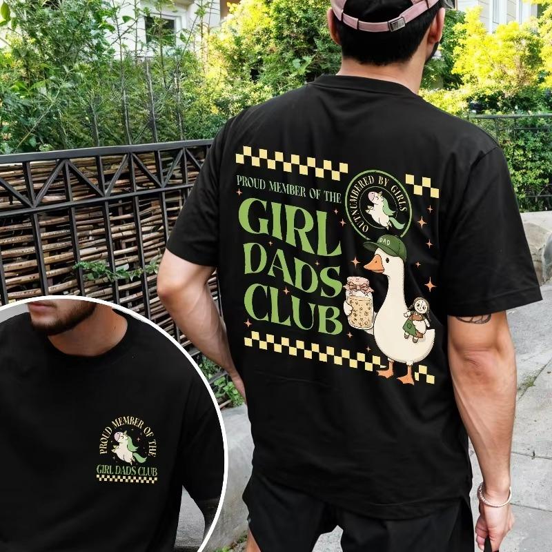 2026 Hot Sale Girl Dads Club Front & Back T-Shirt Cute Duck Graphic T-Shirt Men Women Retro Vintage Graphic Oversized T Shirt