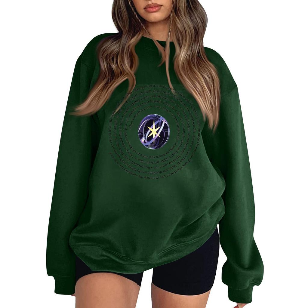 Women's Fashionable And Casual Long Sleeve Round Neck Printed Sweatshirt