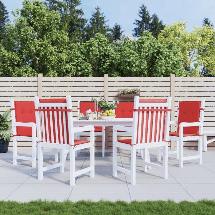 Coussins de chaise de jardin à dossier bas - vidaXL - Rouge - Lot de 6