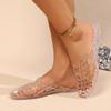Fashion Women Jelly Flats Mesh Ballet Flats Closed Toe Beach Jelly Shoes Lightweight Casual Flat Sandals Breathable for Summer Beach