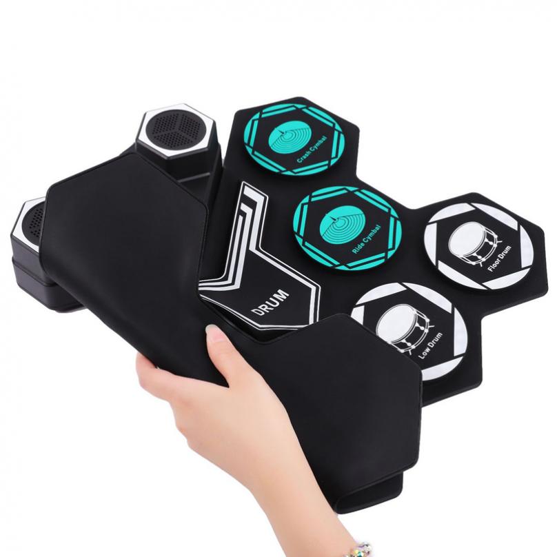 Электронная ударная установка Roll Up, 8 силиконовых пэдов, встроенные динамики, поддержка MIDI, Blue-tooth