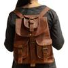 Genuine Goat Leather Vintage Laptop Backpack Rucksack Messenger Bag