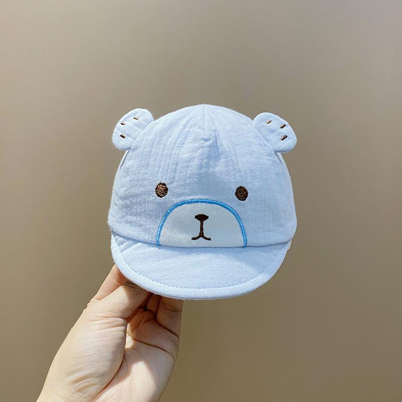 Кепка с мультяшным медведем для детей от 0 до 6 месяцев, кепка с утиным язычком, мягкая хлопковая детская бейсболка с короткими полями, симпатичные солнцезащитные козырьки для мальчиков и девочек