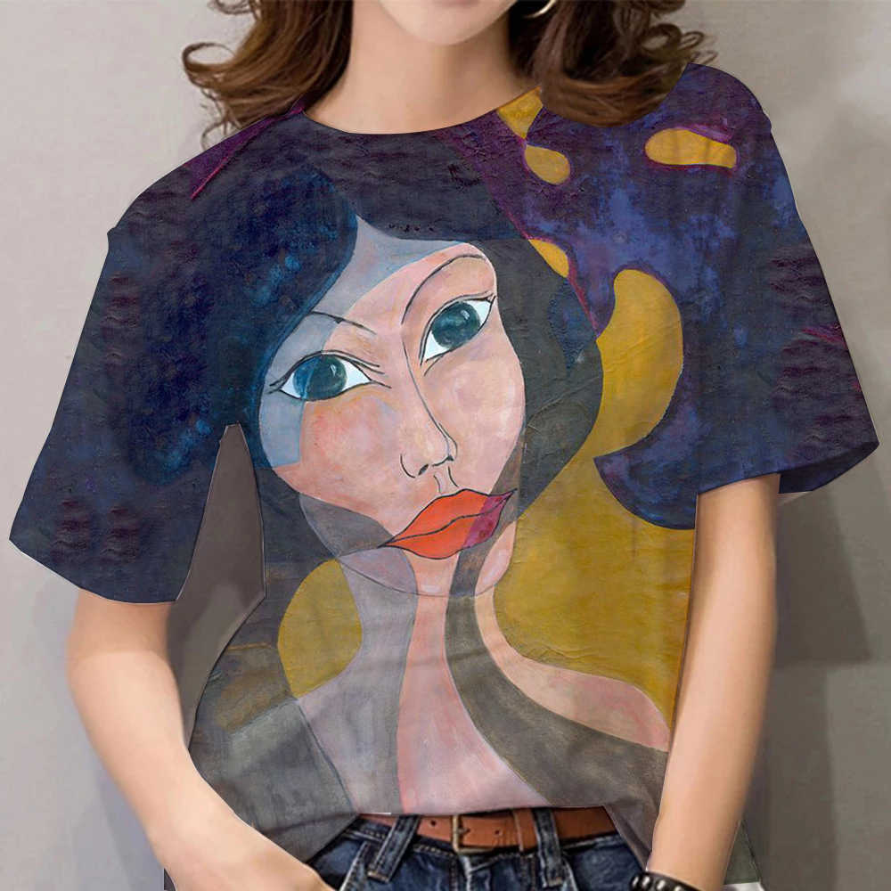 Футболка с круглым вырезом, женская летняя повседневная рубашка с принтом большого размера, топы, свободная винтажная женская футболка, уличная одежда Y2K, одежда с короткими рукавами 6XL