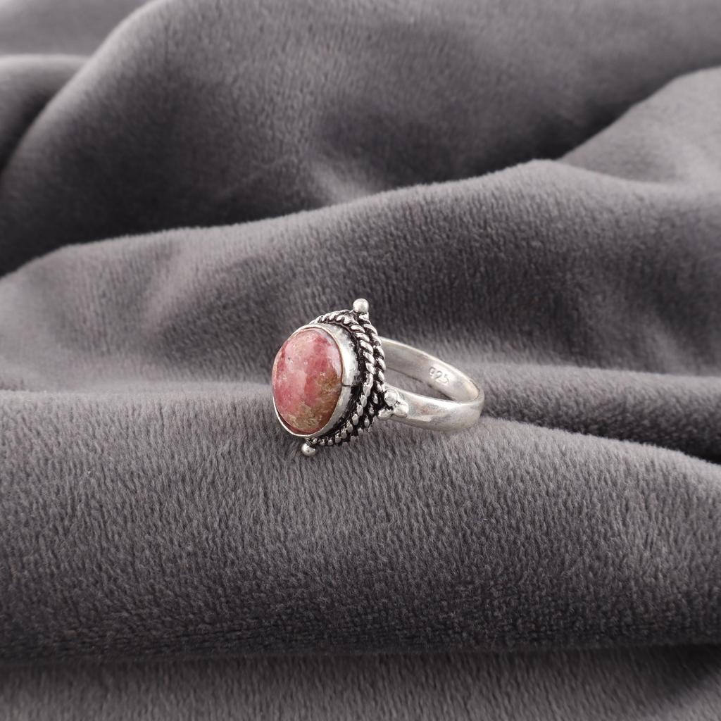 Black Rhodonite Gemstone Jewelry, 925 Solid Sterling Silver Ring, Handmade Gorgeous Silver Boho Ring For Wedding Gift