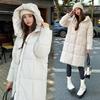 Winter Long Hooded Cotton Coat Women Plus Size Thickened Casual Solid Color Clothes Fashion