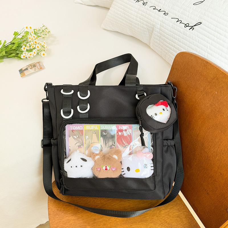 Cute College Student Messenger Bag Female College Style Transparent Solid Color Bar Pain Bag Large Capacity Junior High School Shoulder Bag Tide