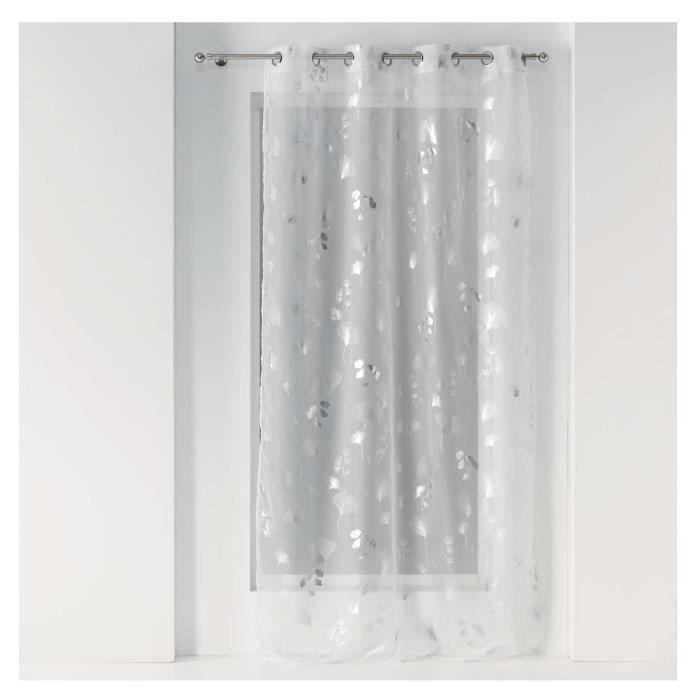 Panneau à œillets - Bloomy - Voile - 100% polyester - 140x240 cm - Blanc argent